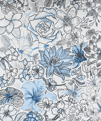 All Over Botanical Pattern with Soft Color Harmony