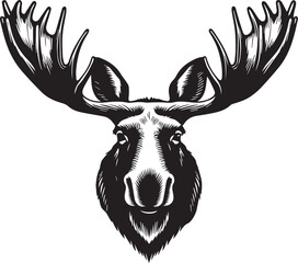 Moose Vector In Black and White