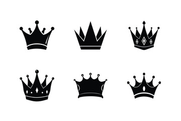 Collection of majestic crown illustrations for regal design themes Silhouette © MDRakibHasan