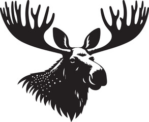Moose Vector In Black and White