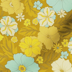 Nature Inspired Flower and Leaf Repeat Design Art