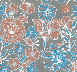 Nature Inspired Flower and Leaf Repeat Design Art