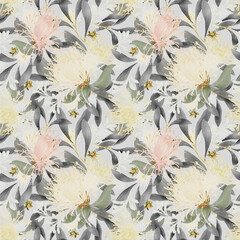 Nature Inspired Flower and Leaf Repeat Design Art