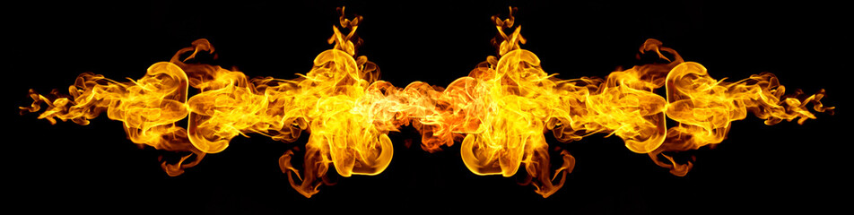 Fototapeta premium Fire flames isolated on black background