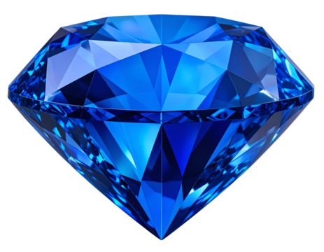 Brilliant Blue Diamond Gem Isolated on Transparent Background PNG