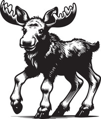 Moose Vector In Black and White