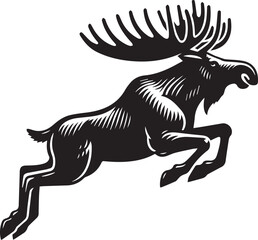 Moose Vector In Black and White