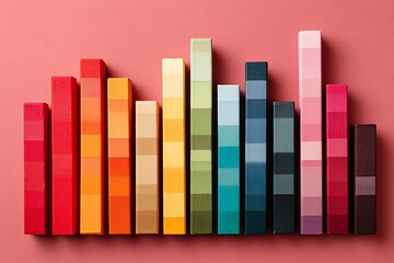 Bold bar graph design on pink background  
