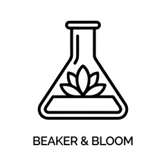 Erlenmeyer Flask Line Art Flower Inside Black Outline