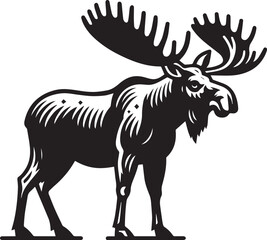 Moose Vector In Black and White