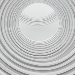 Obraz premium Abstract architectural design with concentric rings in a light gray color scheme. Concentric circles create a sense of depth and perspective within an interior space.