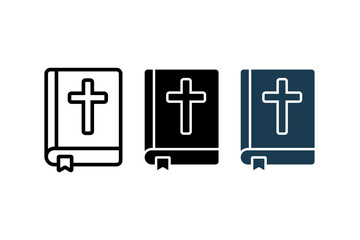 Holy Bible Icon, Flat Religious Book Symbol
