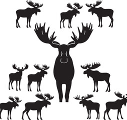 Moose Vector In Black and White