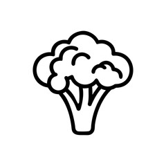 Simple line icon of broccoli with clean contour style. Outline symbol of healthy food, perfect for nutrition apps, grocery packaging, or restaurant menus.