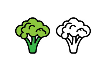 Minimal flat icon of fresh broccoli with green florets and stem. Healthy organic vegetable symbol isolated on white. Perfect for food apps, diet infographics, and eco labels.