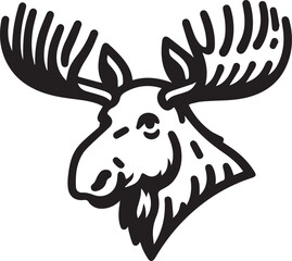 Moose Vector In Black and White