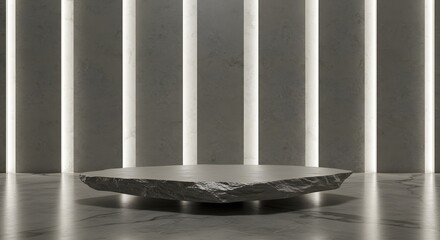 Light-polished grey limestone wall paired with gray stone tabletop and rustic marble, perfect for high-end design visuals	
