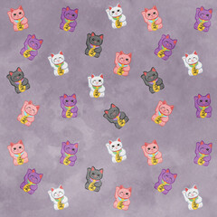 Cute Mankineko pattern Purple Ver