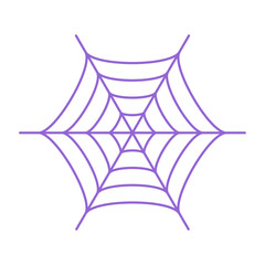 シンプルな紫色の蜘蛛の巣の線画アイコン - ハロウィンやホラーのイメージやデザインパーツ素材