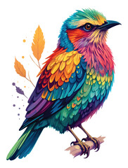 Fototapeta premium Vivid Watercolor Style Rainbow Bird Vector Illustration.