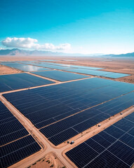 Aerial view of a solar energy farm