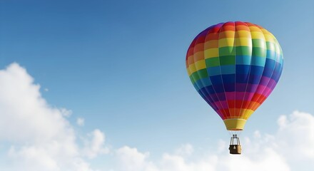 Fototapeta premium 3D Rendering of a Floating Hot Air Balloon with Copy Space in the Sky