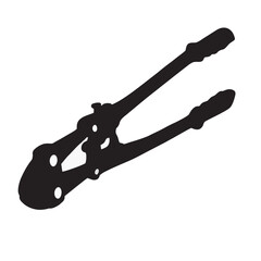 silhouette image of iron scissors on a white background