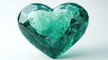 Fototapeta premium Teal heart gemstone, studio shot, white background, love concept, jewelry design
