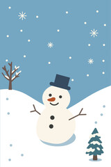 Snowman in a Winter Landscape

