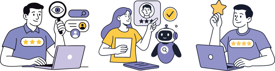 Customer Review Vector Illustration on White Background