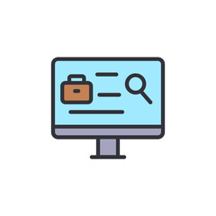 Depiction Of Job Search On Modern Computer Screen With Magnifying Glass