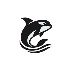 Naklejka premium Orca logo icon design illustration black white