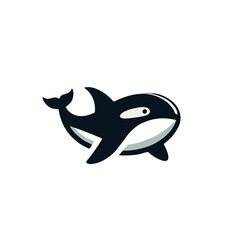 Obraz premium Orca logo icon design illustration black white