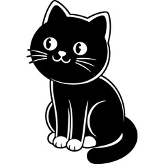 Black and white cat vector illustration in cartoon style