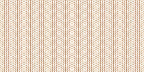 Seamless pattern of wool knitting, beige sweater texture. Abstract background of knitwear cloth fabric, material of woven wool or cotton yarn for winter sweater or cozy plaid, vector illustration