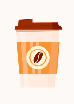 Illustration of a sustainable takeaway coffee cup with a lid and logo