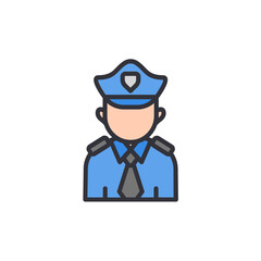 Isolated Icon Of A Policeman In Blue Uniform With A Transparent Aura