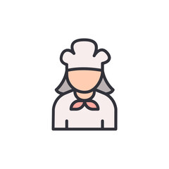 Iconic Illustration Of A Woman Chef With A Chef's Hat And Uniform