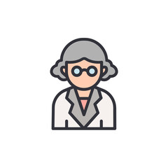 Stylized Icon Of A Female Scientist Or Medical Professional Illustration