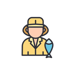 Cartoonish Person Wearing A Hat Holding An Interesting Fish