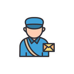 Illustration Of A Postman Delivering Mail With A Transparent Background
