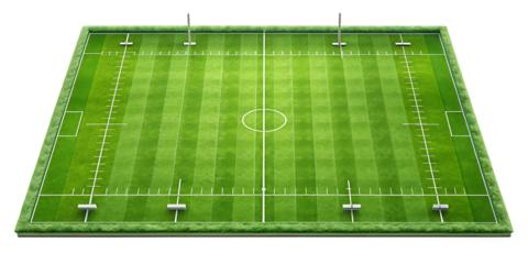 rugby pitch rugby  pitch  isolated on white background PNG , AI GENERATED