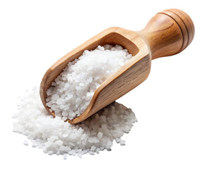  salt in wooden scoop on isolated on white background  PNG , AI GENERATED