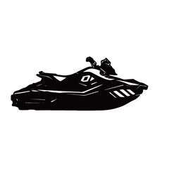 image of jet ski silhouette on white background