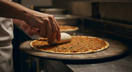 Close-up of traditional turkish lahmacun