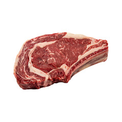 Fototapeta premium Raw prime ribeye steak with bone isolated on transparent background
