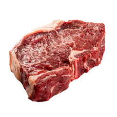 Fototapeta premium Raw ribeye steak with marbling and fat isolated on transparent background