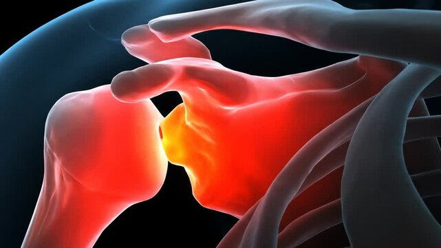 Painful shoulder joint anatomy illustration
