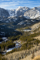Above View of Bear Lake Road in Rocky Mountain National Park in Estes Park Colorado
