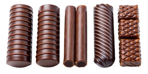  set of chocolate tubes isolated on white background  , AI GENERATED